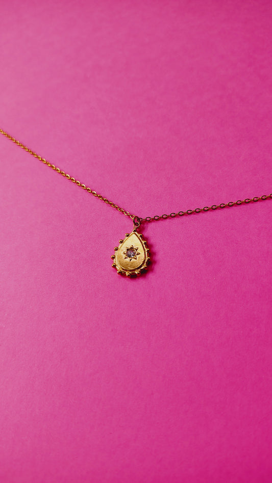 Collana Goccia con Stella e Punto Luce in Acciaio Inossidabile | Nuara Bijoux