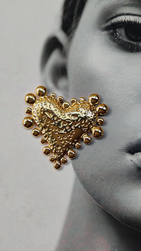 Orecchini Cuore Martellato in Acciaio Inossidabile | Nuara Bijoux