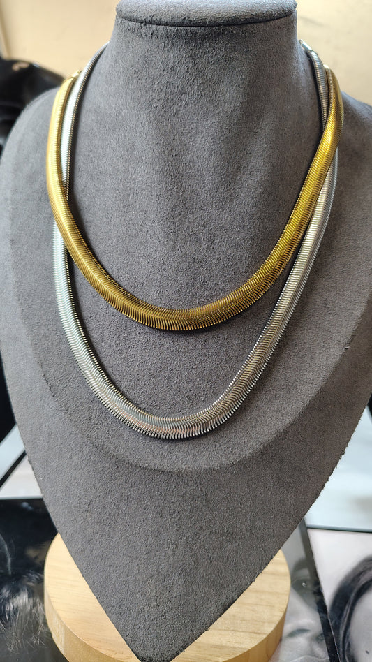 Collana catena maglia piatta snake
