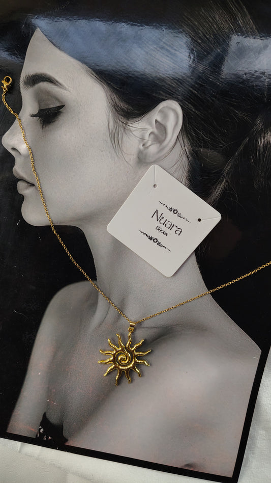 Collana in Acciaio Inossidabile con Sole Tribale | Nuara Bijoux