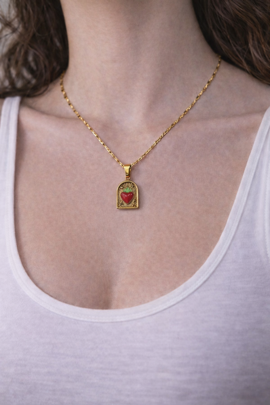 Collana Cuore Sacro Smaltato in acciaio inossidabile | Nuara Bijoux