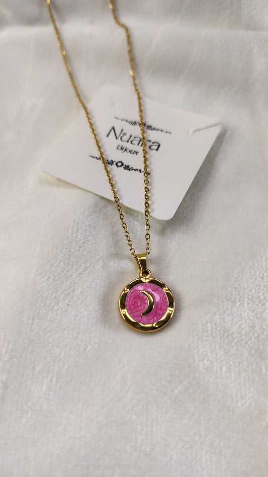 Collana con mezzaluna oro su fondo smaltato