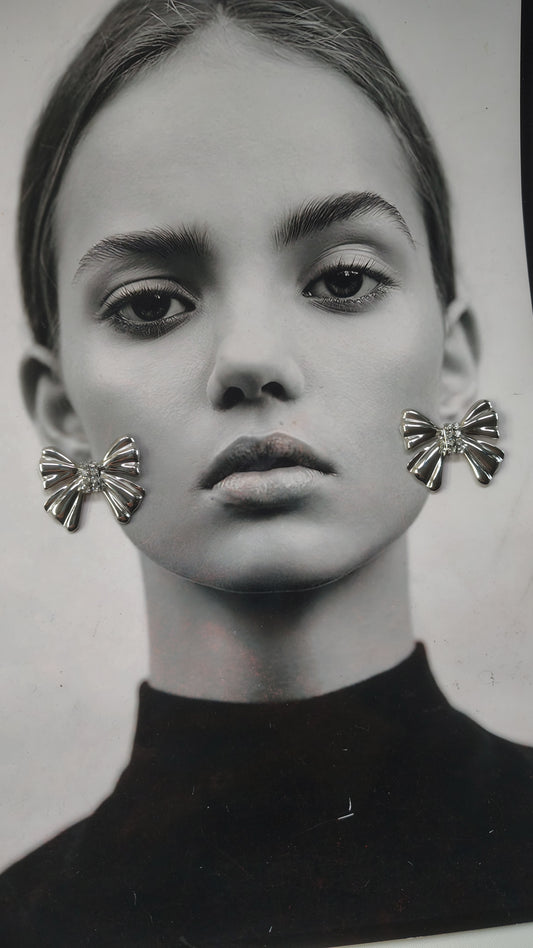 Orecchini Lobo Fiocco con Cristalli in Acciaio Inossidabile | Nuara Bijoux