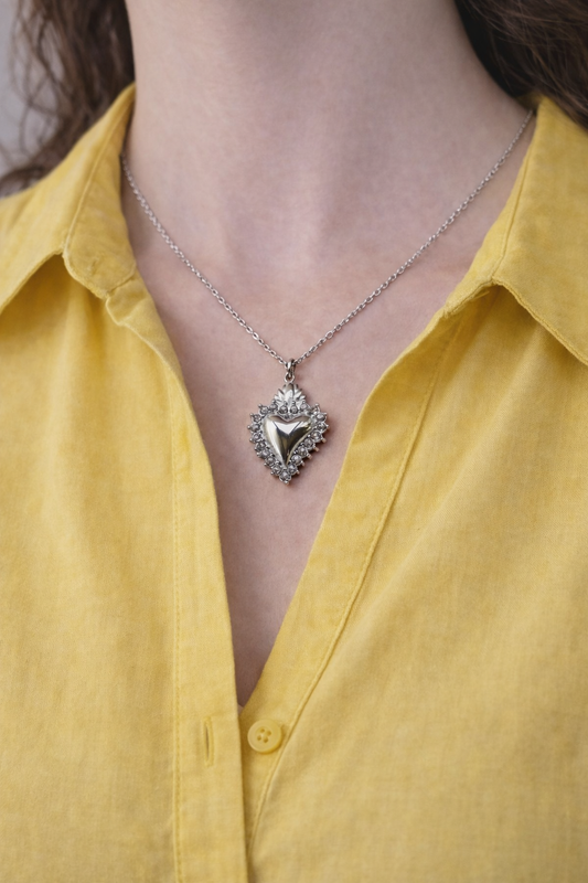 Collana Sacro Cuore in acciaio inossidabile | Nuara Bijoux