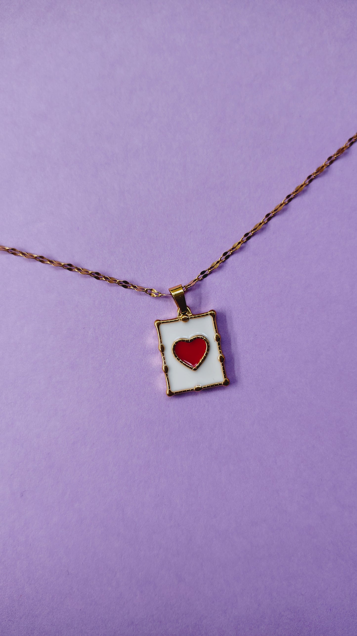 Collana Cuore Rosso Smaltato in Acciaio Inossidabile | Nuara Bijoux