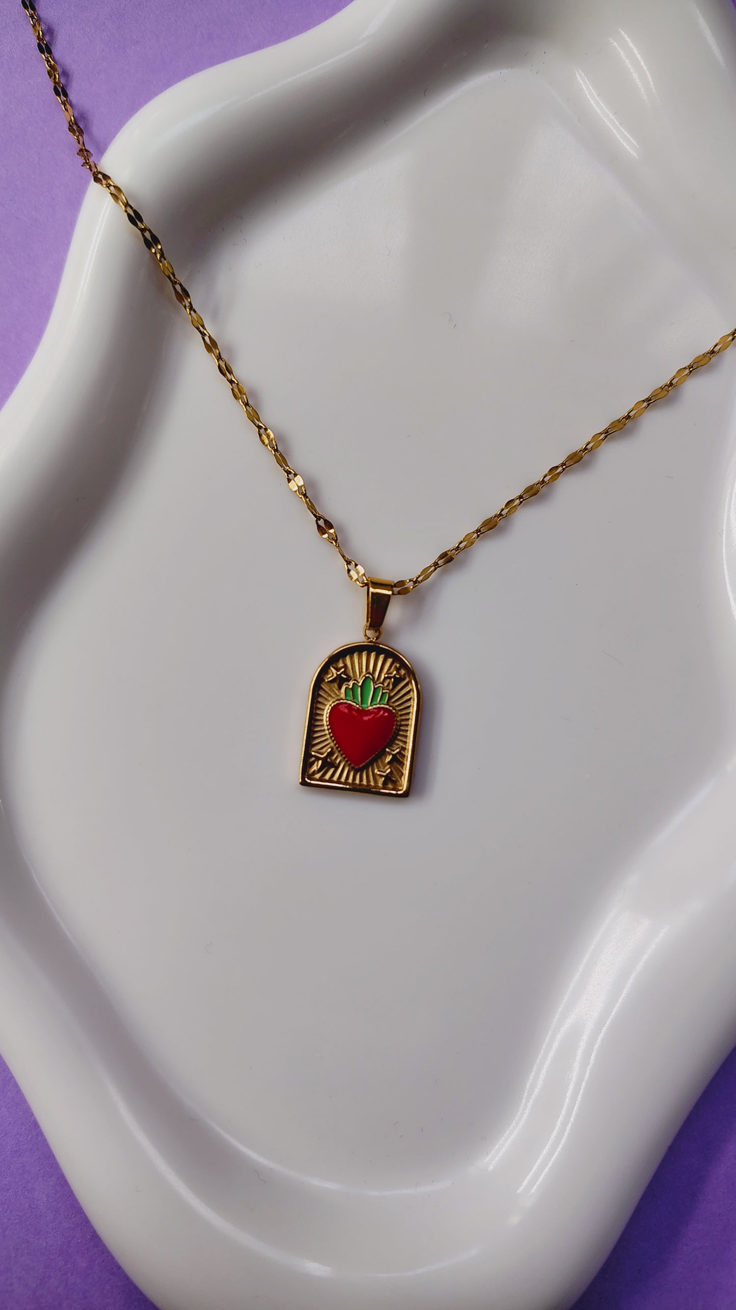 Collana Cuore Sacro Smaltato in acciaio inossidabile | Nuara Bijoux