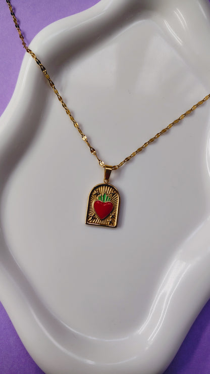Collana Cuore Sacro Smaltato in acciaio inossidabile | Nuara Bijoux