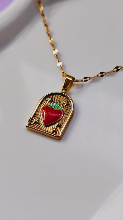 Collana Cuore Sacro Smaltato in acciaio inossidabile | Nuara Bijoux