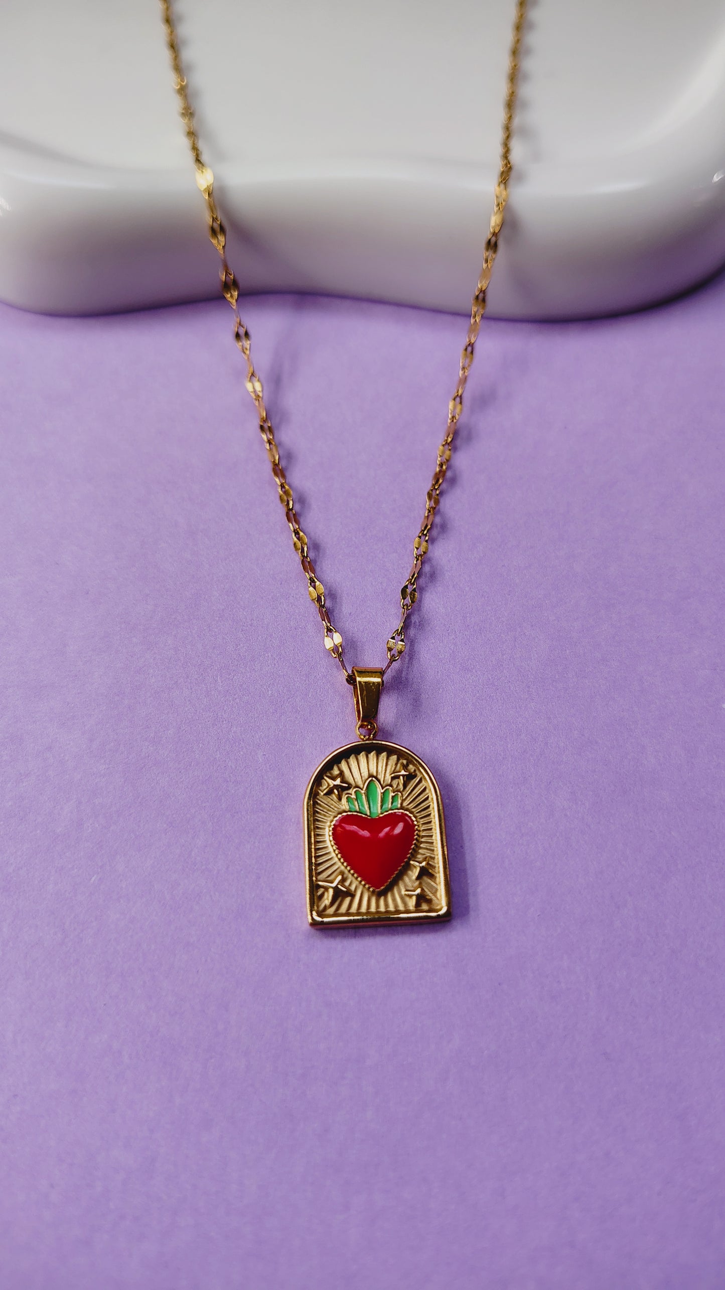 Collana Cuore Sacro Smaltato in acciaio inossidabile | Nuara Bijoux