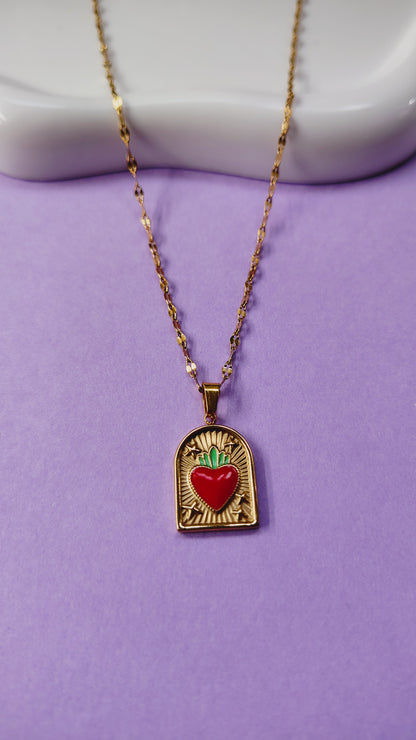 Collana Cuore Sacro Smaltato in acciaio inossidabile | Nuara Bijoux
