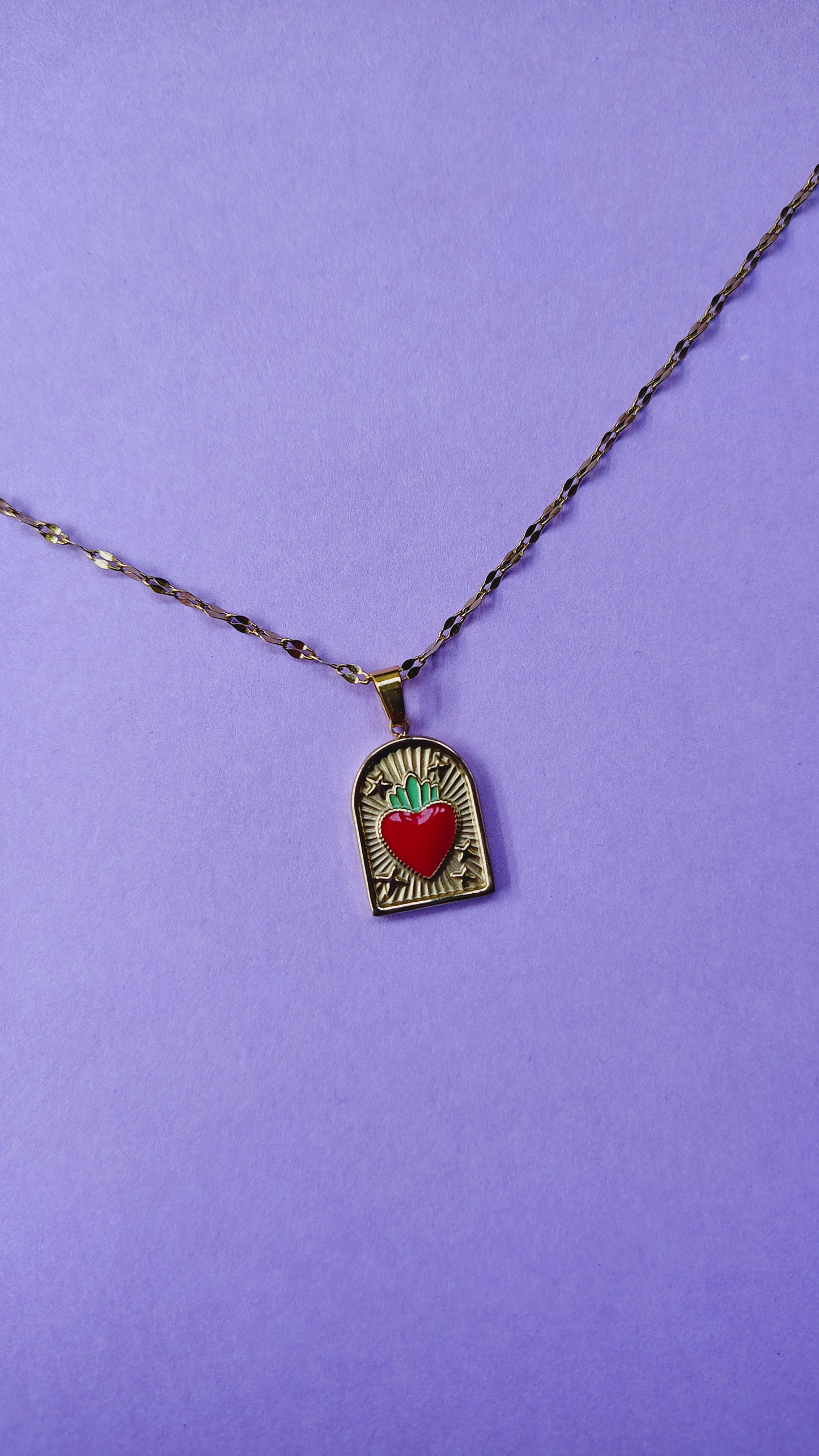 Collana Cuore Sacro Smaltato in acciaio inossidabile | Nuara Bijoux