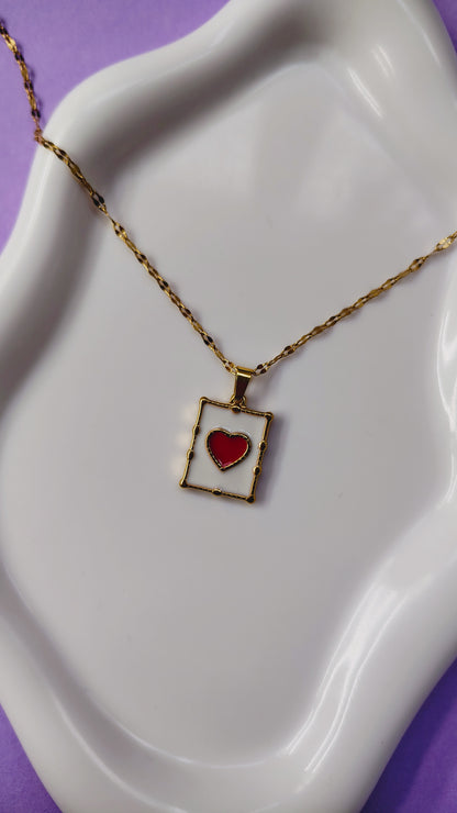 Collana Cuore Rosso Smaltato in Acciaio Inossidabile | Nuara Bijoux