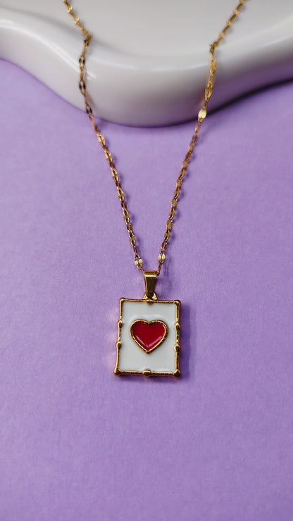 Collana Cuore Rosso Smaltato in Acciaio Inossidabile | Nuara Bijoux