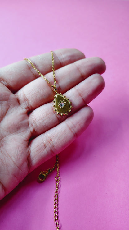 Collana Goccia con Stella e Punto Luce in Acciaio Inossidabile | Nuara Bijoux