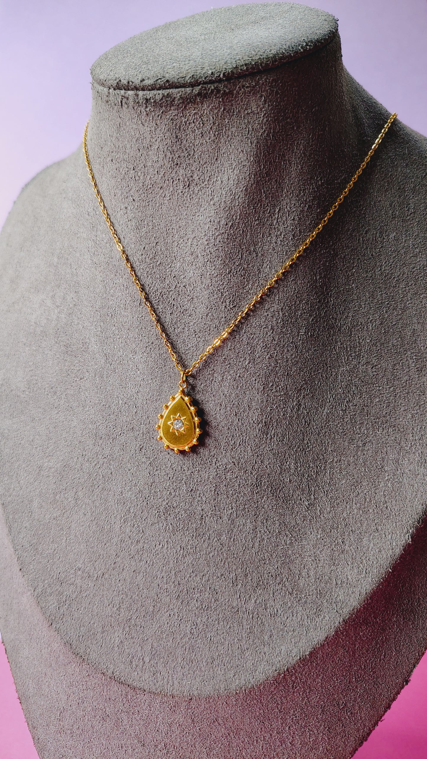 Collana Goccia con Stella e Punto Luce in Acciaio Inossidabile | Nuara Bijoux