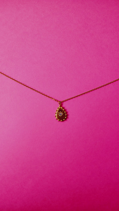 Collana Goccia con Stella e Punto Luce in Acciaio Inossidabile | Nuara Bijoux