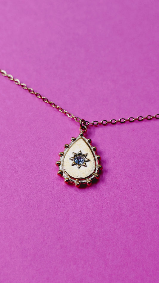 Collana Goccia con Stella e Punto Luce in Acciaio Inossidabile | Nuara Bijoux