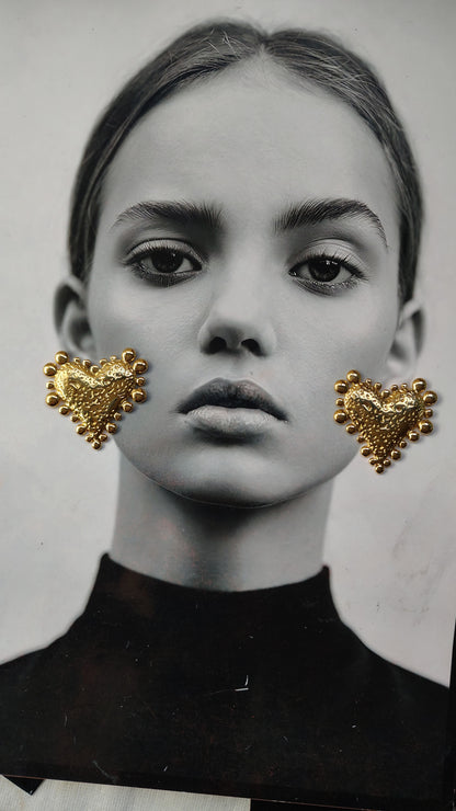Orecchini Cuore Martellato in Acciaio Inossidabile | Nuara Bijoux