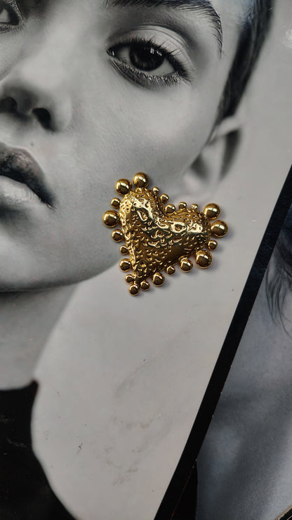 Orecchini Cuore Martellato in Acciaio Inossidabile | Nuara Bijoux