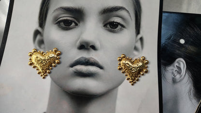 Orecchini Cuore Martellato in Acciaio Inossidabile | Nuara Bijoux