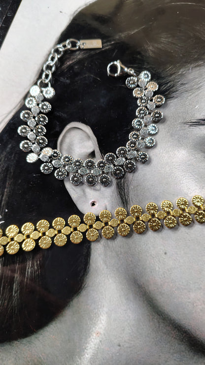 Bracciale catena a dischi martellati