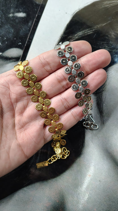 Bracciale catena a dischi martellati