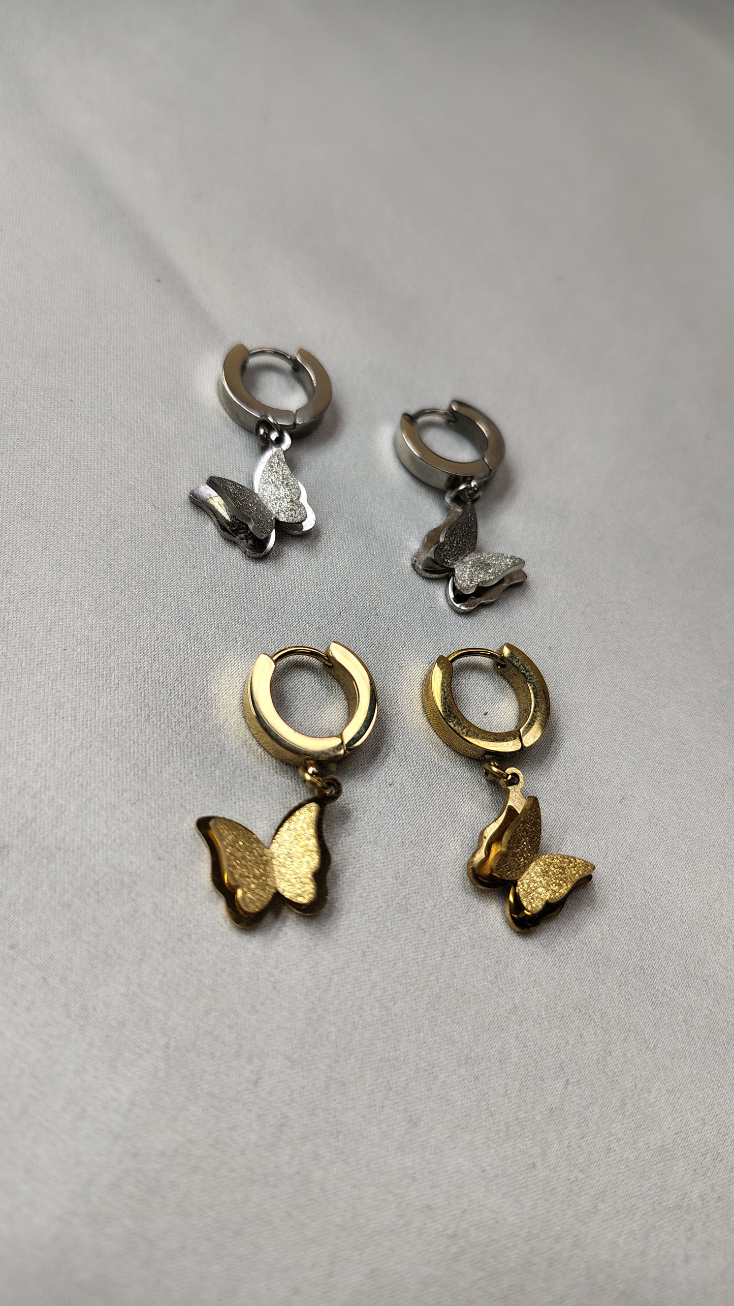 Orecchini Pendenti Farfalla in acciaio inossidabile | Nuara Bijoux