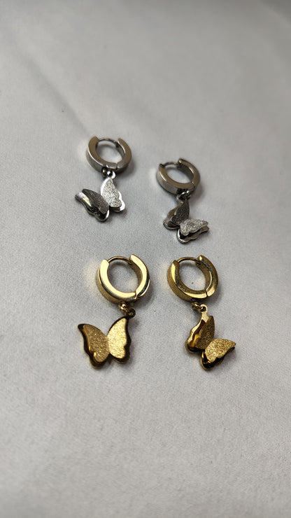 Orecchini Pendenti Farfalla in acciaio inossidabile | Nuara Bijoux
