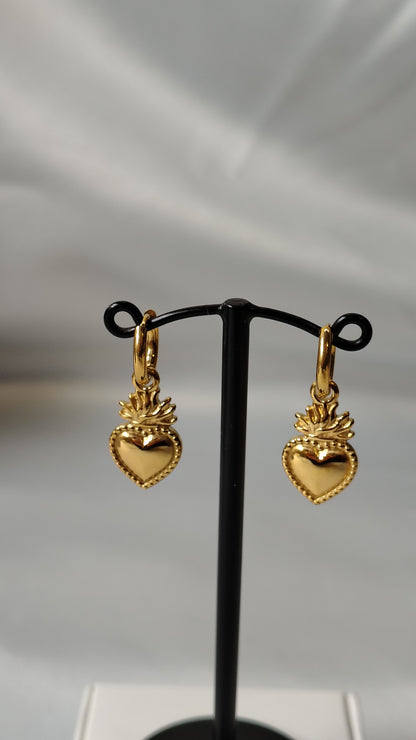 Orecchini Pendenti Sacro Cuore in acciaio inossidabile | Nuara Bijoux