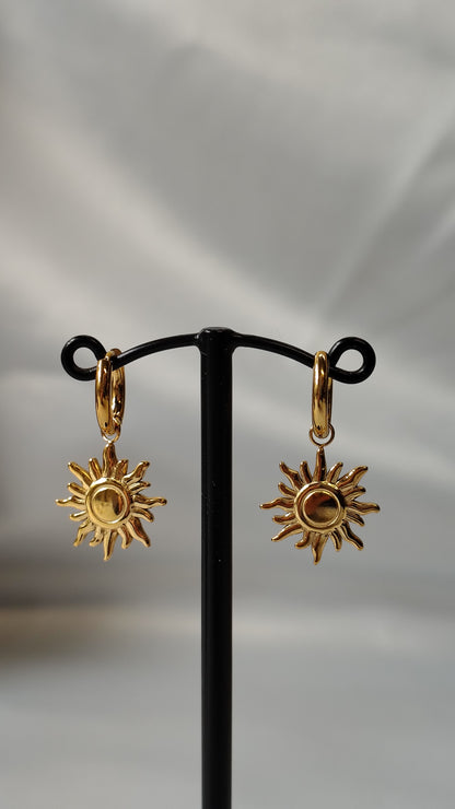 Orecchini Pendenti Sole in acciaio inossidabile | Nuara Bijoux