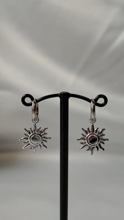 Orecchini Pendenti Sole in acciaio inossidabile | Nuara Bijoux