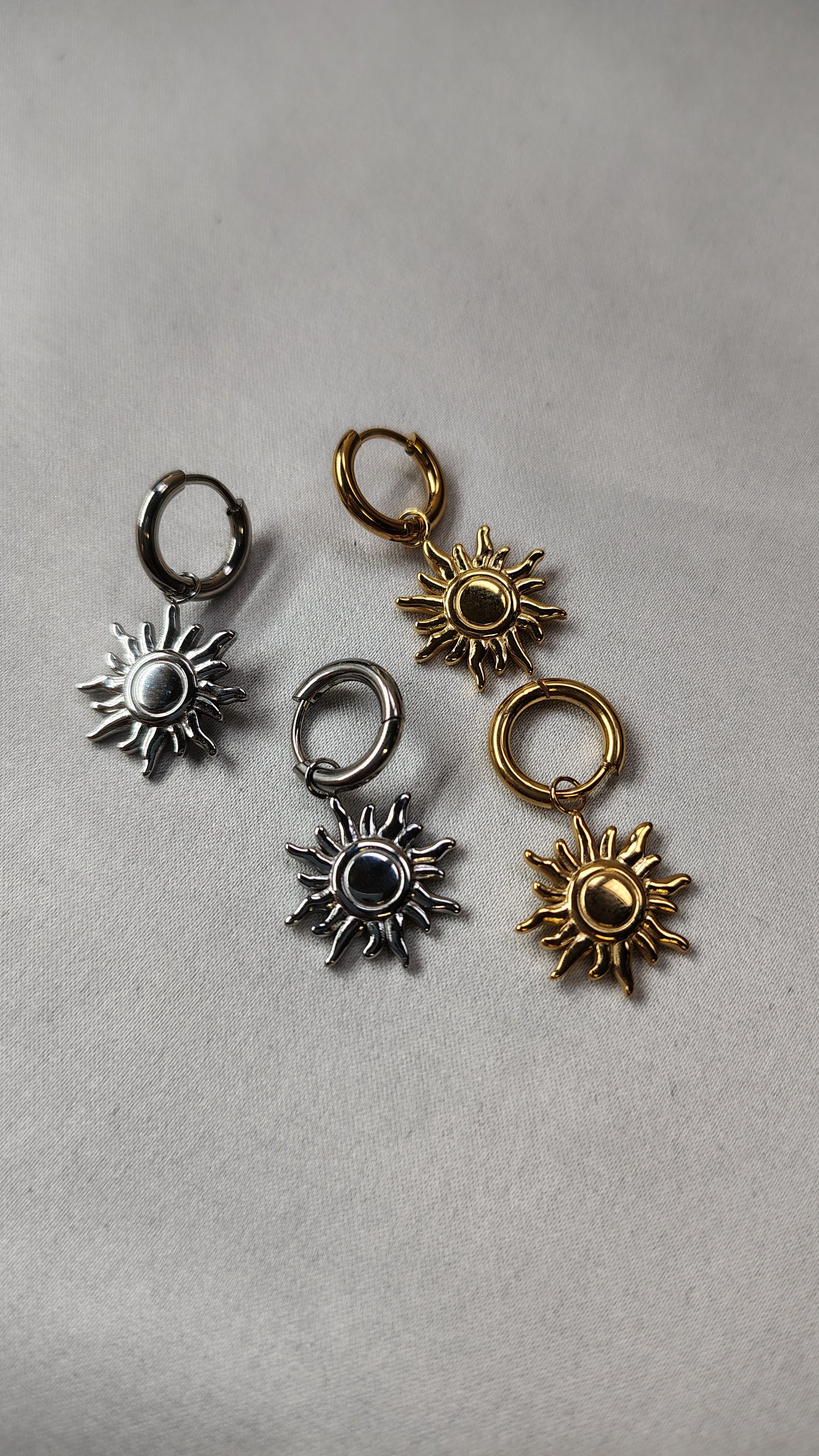 Orecchini Pendenti Sole in acciaio inossidabile | Nuara Bijoux