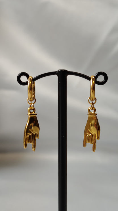 Orecchini Pendenti Dita Corna in acciaio inossidabile | Nuara Bijoux