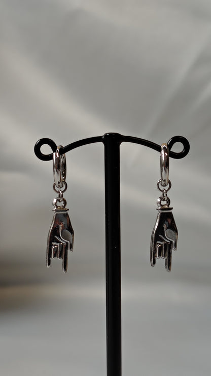 Orecchini Pendenti Dita Corna in acciaio inossidabile | Nuara Bijoux