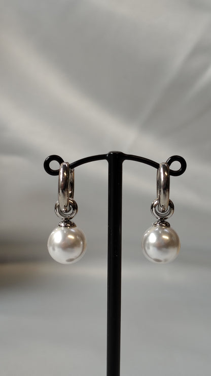 Orecchini Pendenti con Perla in acciaio inossidabile | Nuara Bijoux