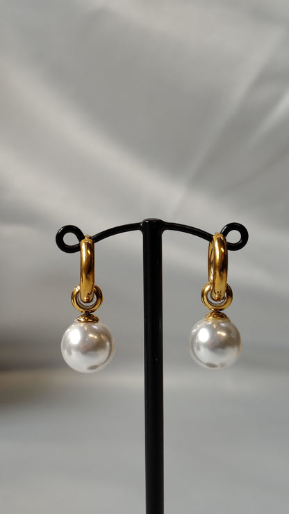 Orecchini Pendenti con Perla in acciaio inossidabile | Nuara Bijoux