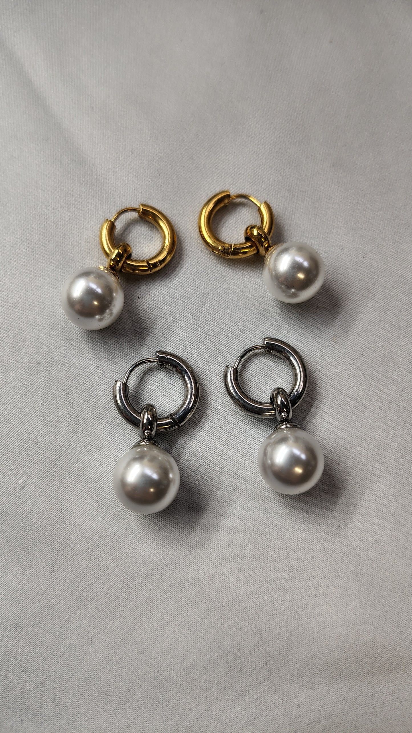 Orecchini Pendenti con Perla in acciaio inossidabile | Nuara Bijoux