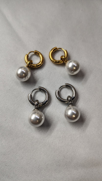 Orecchini Pendenti con Perla in acciaio inossidabile | Nuara Bijoux