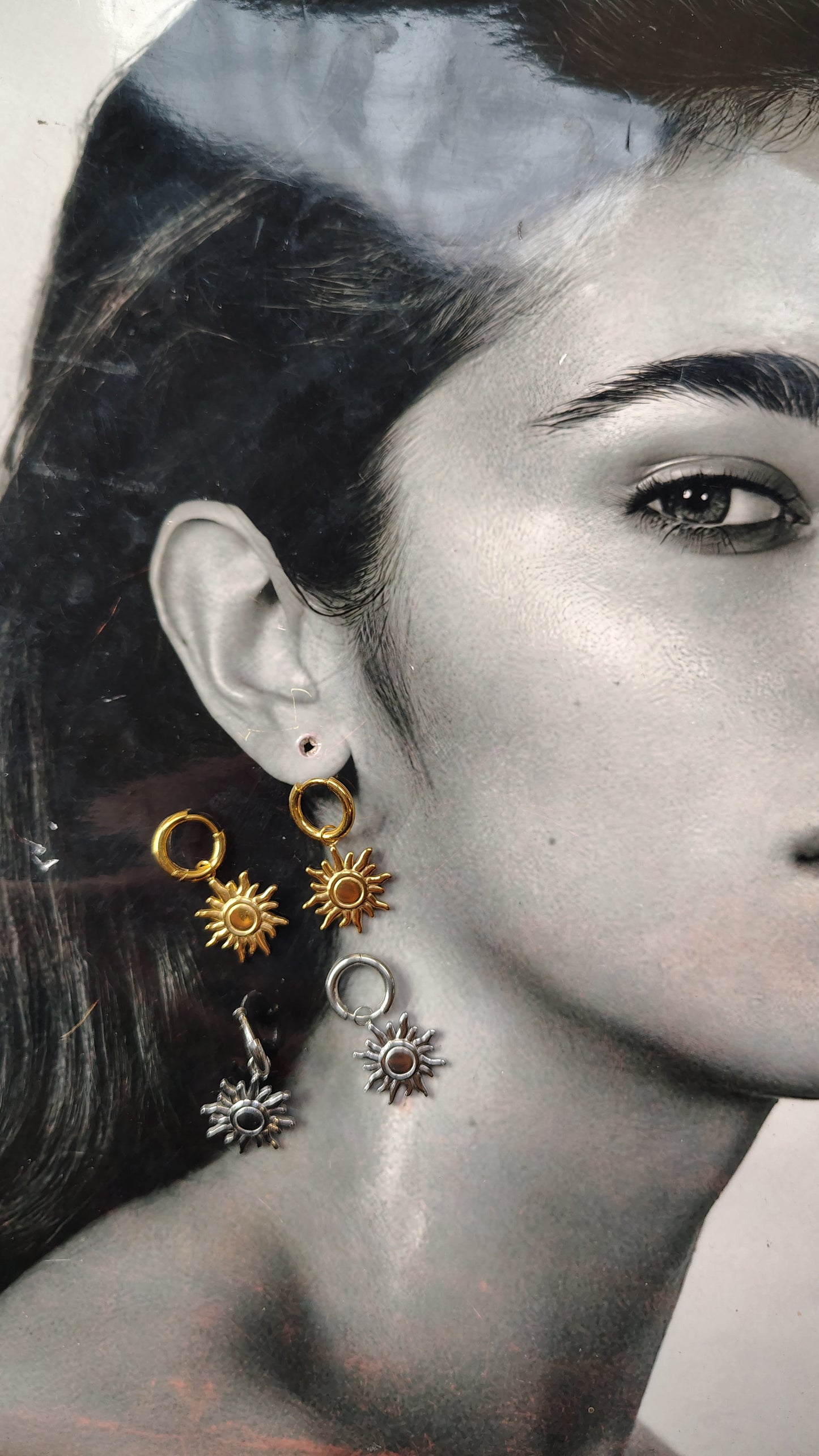 Orecchini Pendenti Sole in acciaio inossidabile | Nuara Bijoux