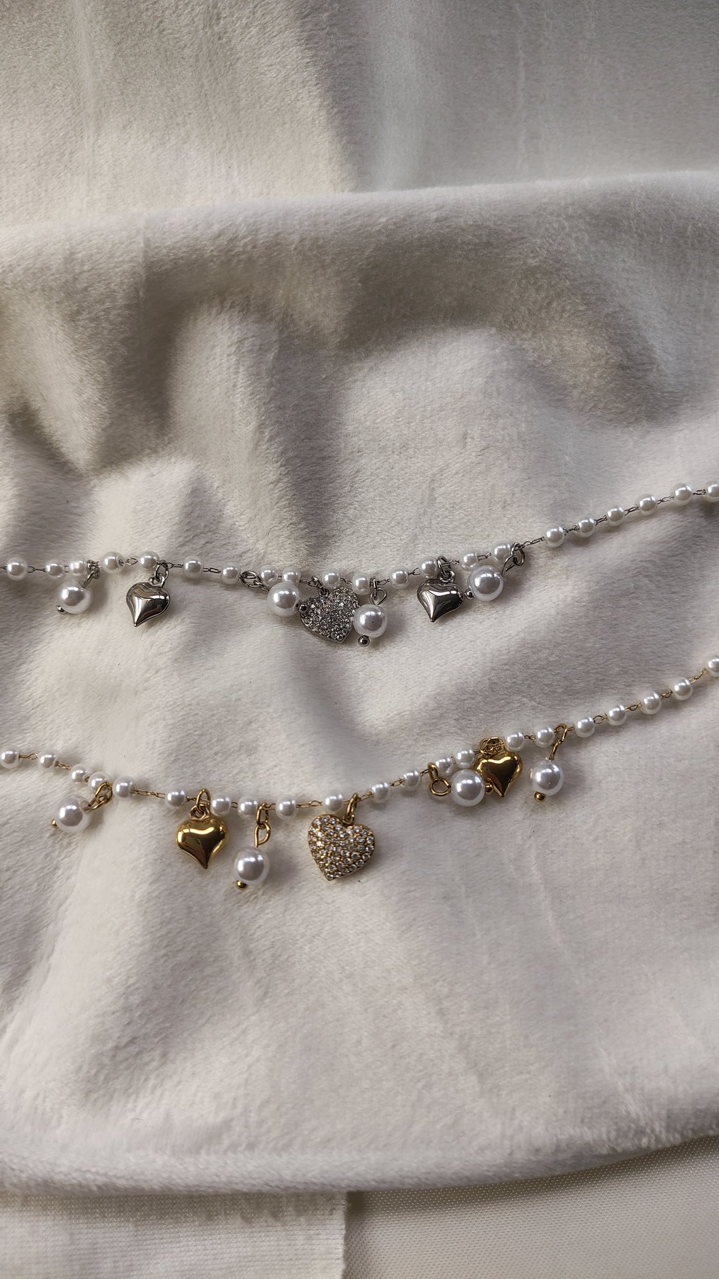 Bracciale Perle e Cuori in Acciaio Inossidabile | Nuara Bijoux