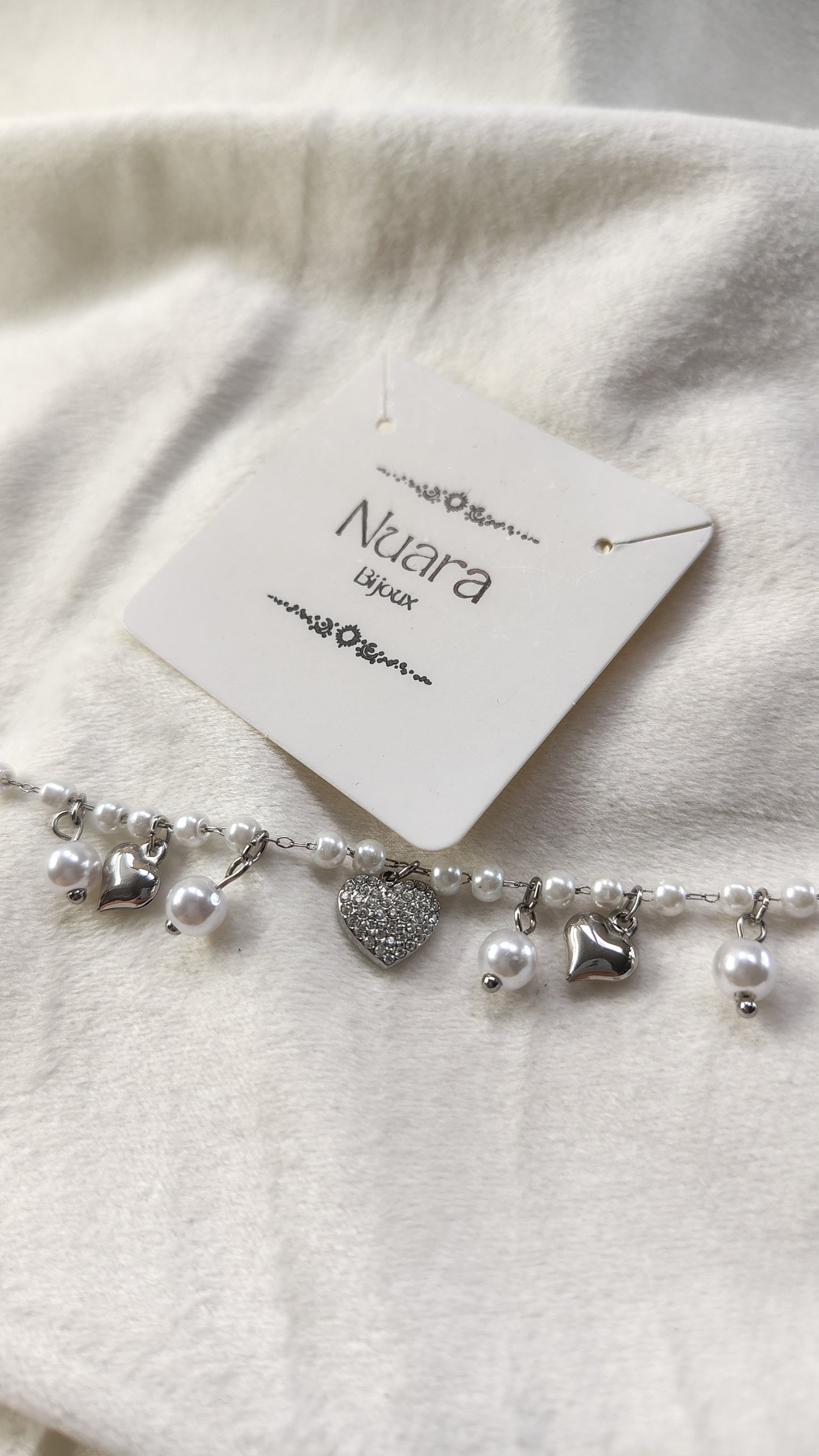 Bracciale Perle e Cuori in Acciaio Inossidabile | Nuara Bijoux