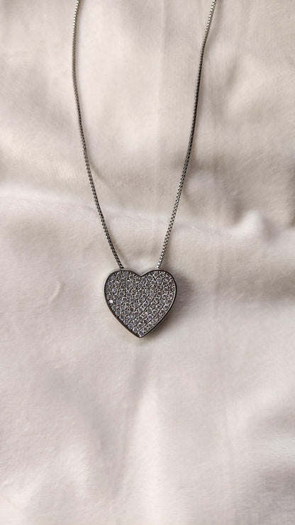 Collana Cuore Pavé Brillante in Acciaio Inossidabile | Nuara Bijoux