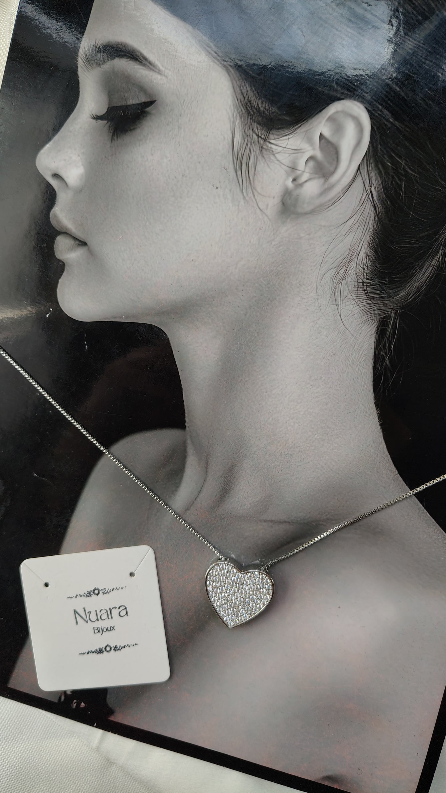 Collana Cuore Pavé Brillante in Acciaio Inossidabile | Nuara Bijoux