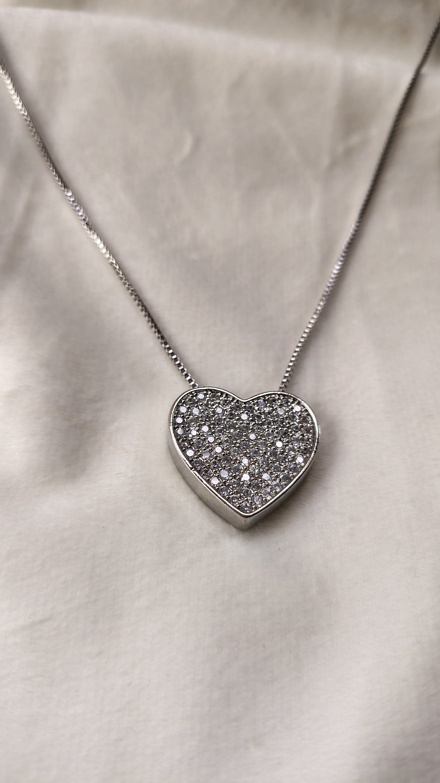 Collana Cuore Pavé Brillante in Acciaio Inossidabile | Nuara Bijoux