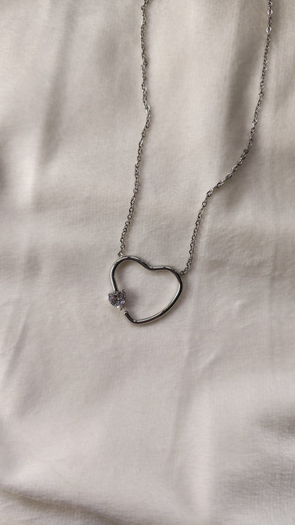 Collana Cuore con Punto Luce in Acciaio Inossidabile | Nuara Bijoux