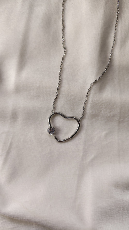 Collana Cuore con Punto Luce in Acciaio Inossidabile | Nuara Bijoux