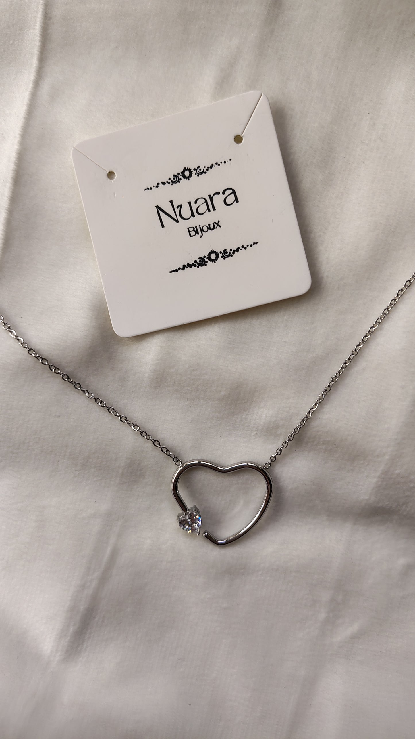 Collana Cuore con Punto Luce in Acciaio Inossidabile | Nuara Bijoux