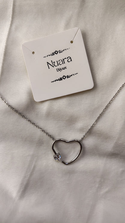 Collana Cuore con Punto Luce in Acciaio Inossidabile | Nuara Bijoux