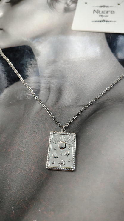 Collana con Ciondolo Sole, Luna e Stelle in Acciaio Inossidabile | Nuara Bijoux