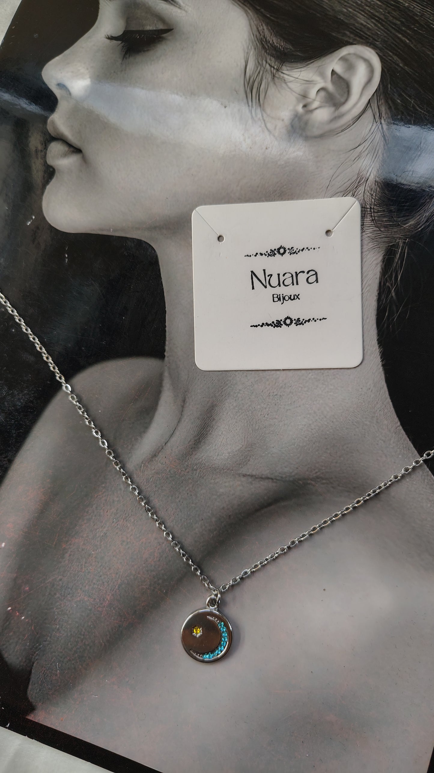 Collana in Acciaio Inossidabile con Mezzaluna di Strass | Nuara Bijoux